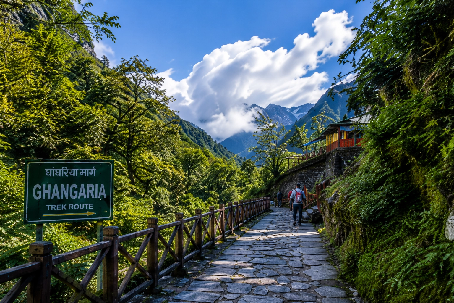 Ghangaria trekking route for Valley of Flowers tour package