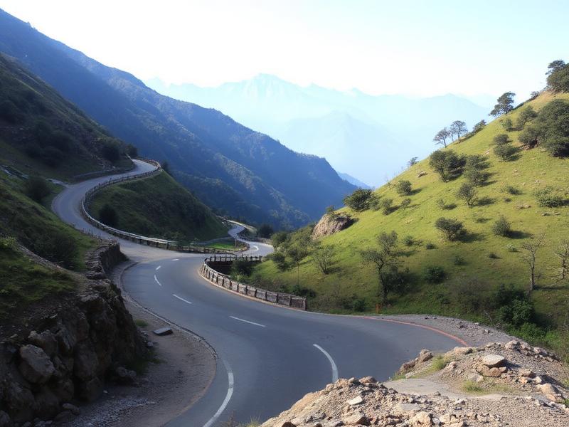 Scenic winding mountain road from Mukteshwar to Ramgarh