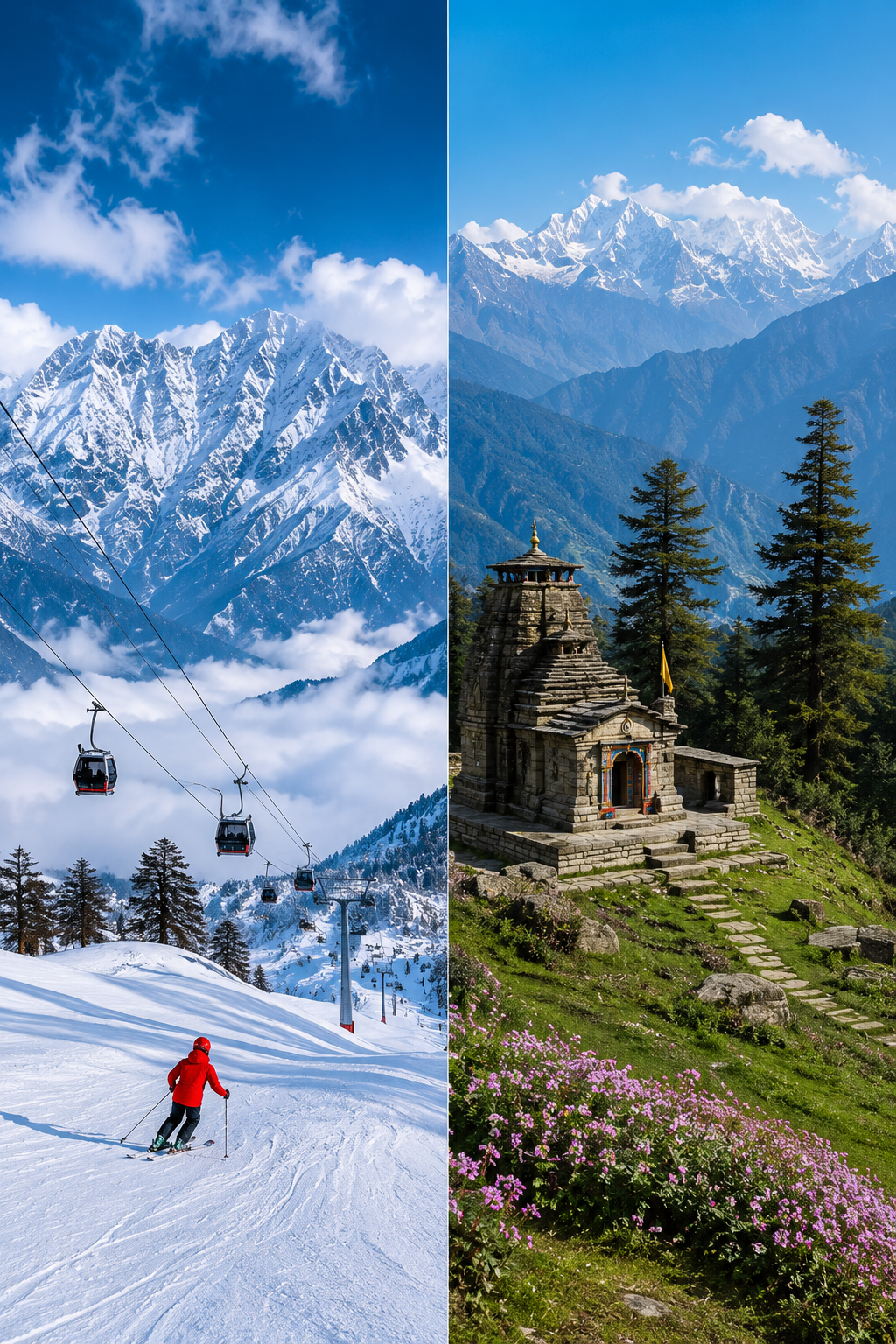 Auli snow mountain view for Auli vs Chopta travel comparison