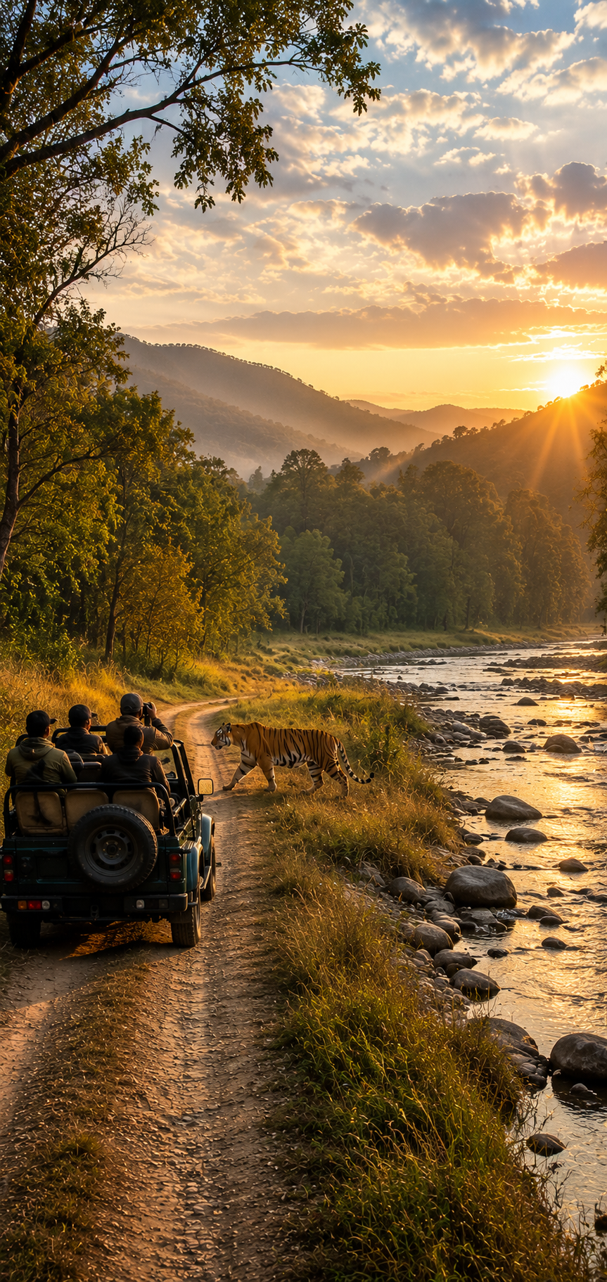 Jim Corbett forest safari view for Dhikala Bijrani Jhirna comparison