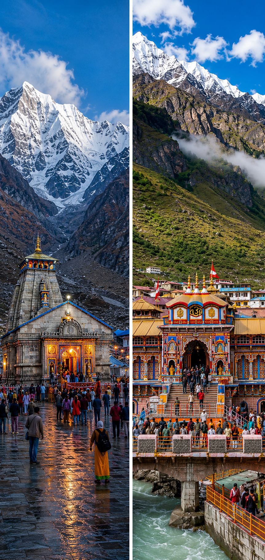 Kedarnath and Badrinath temple comparison for Char Dham Yatra