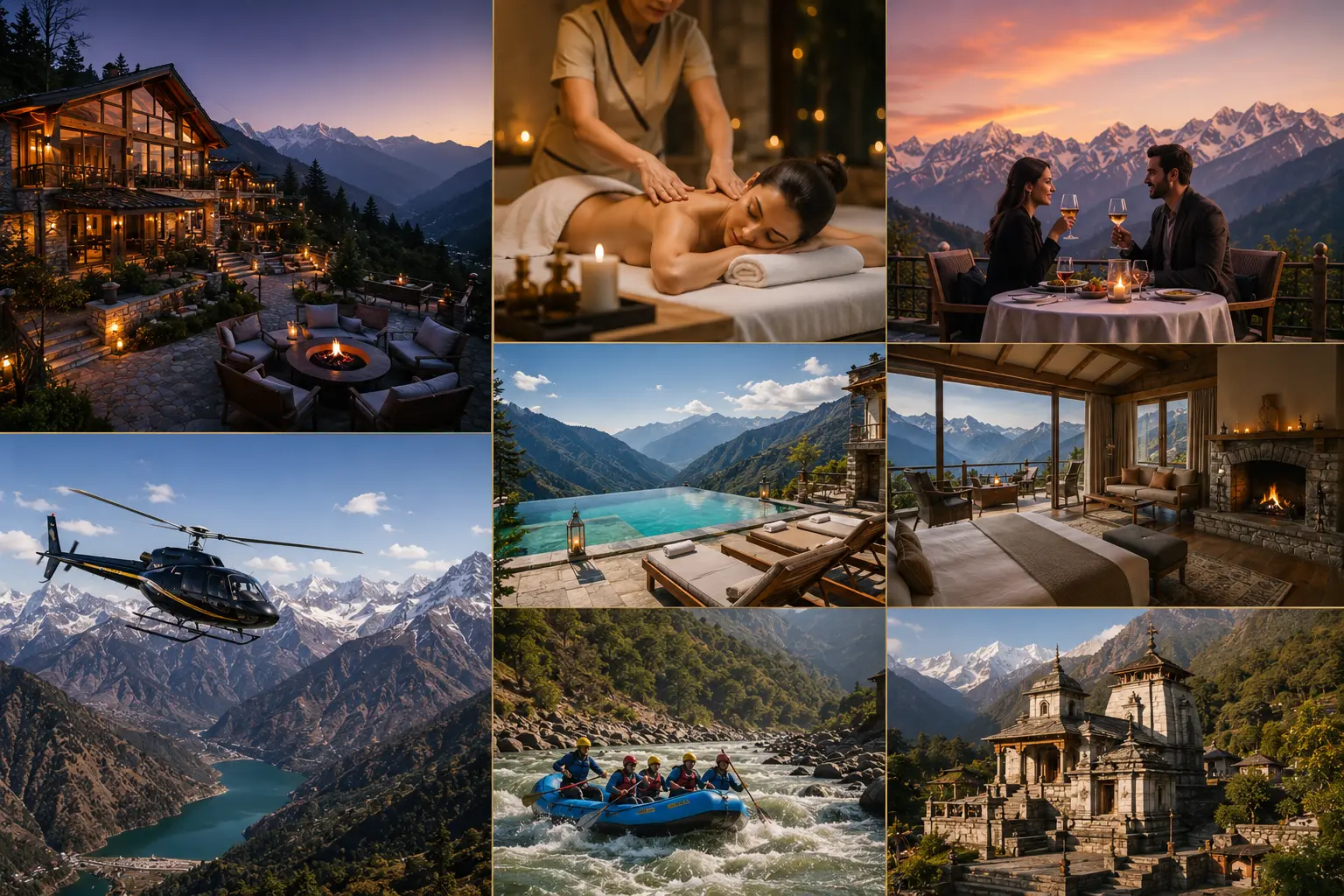 Private luxury experiences in Uttarakhand with mountain tea setup and valley views