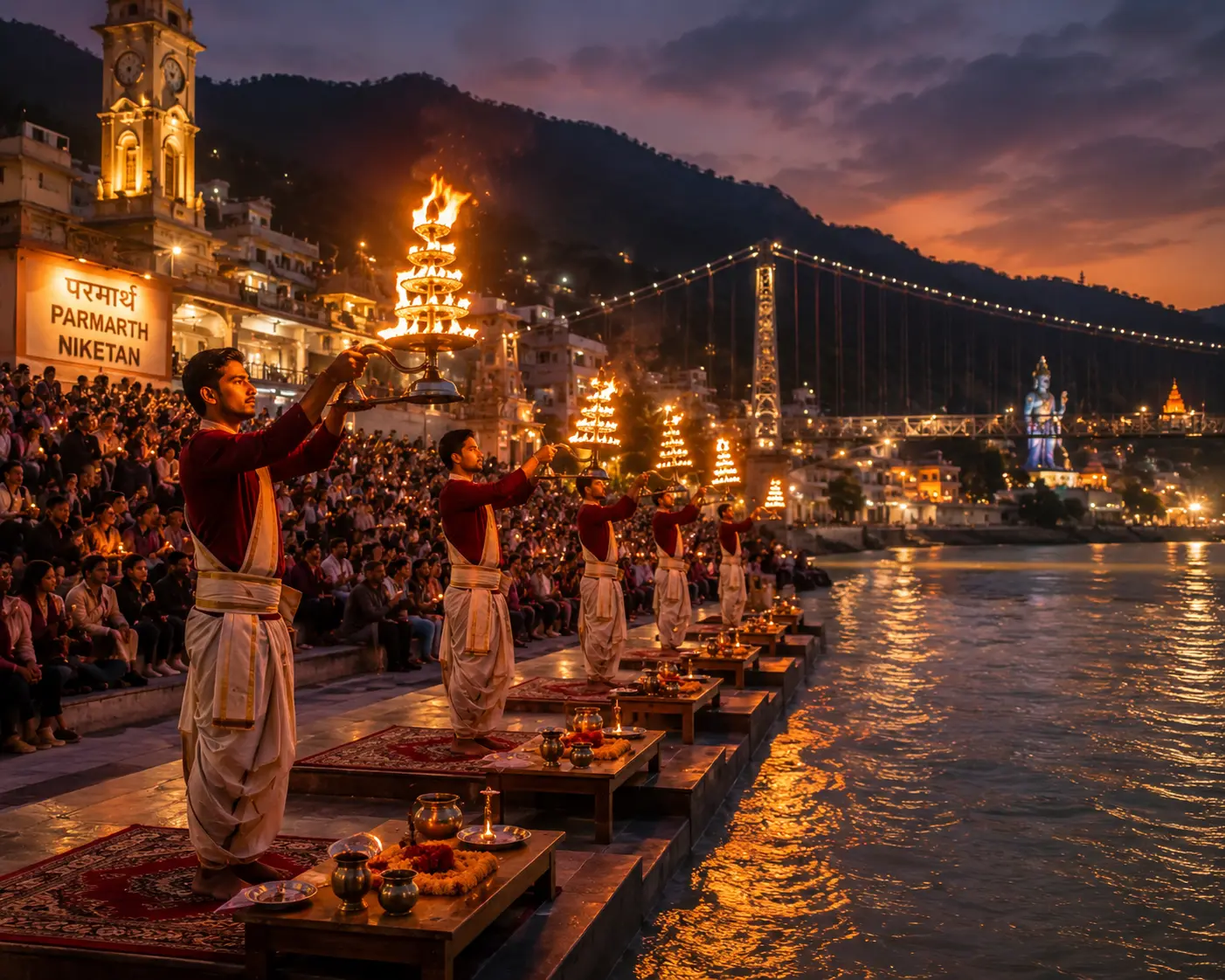 Private curated Ganga Aarti experience in Rishikesh during luxury Uttarakhand tour