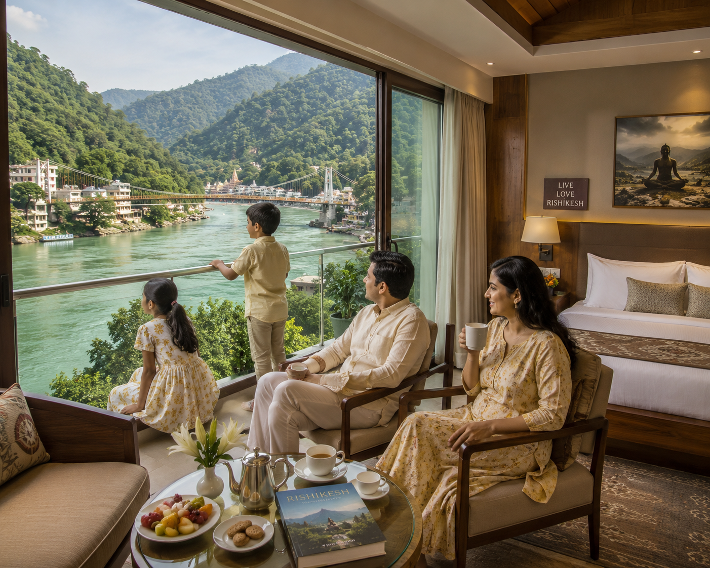 Rishikesh riverside stay after Dehradun Airport arrival in Uttarakhand itinerary by flight
