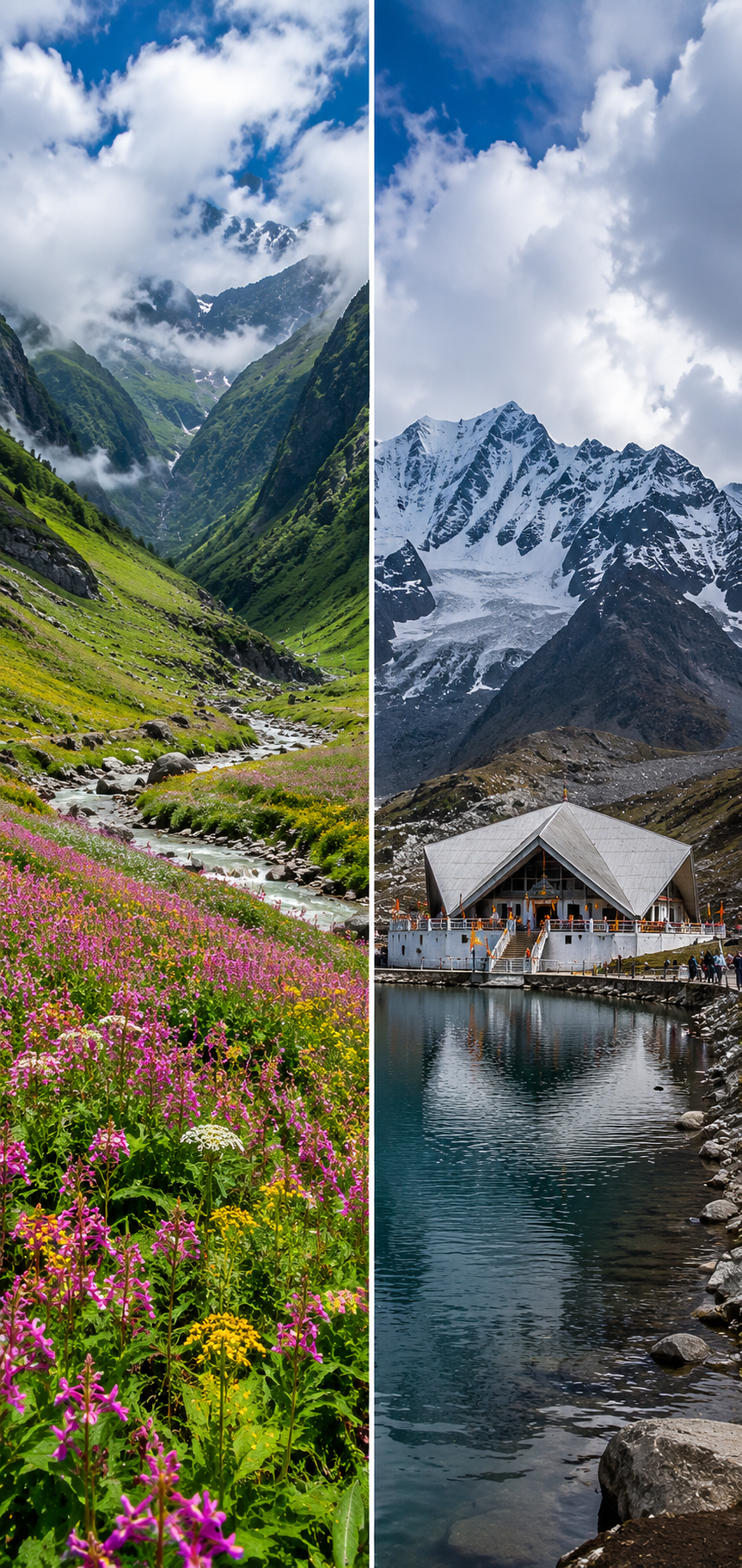 Valley of Flowers meadow view for Valley of Flowers vs Hemkund Sahib comparison